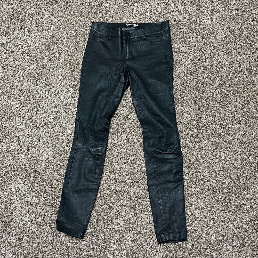 Vince Midnight Black Leather Slim Jeans